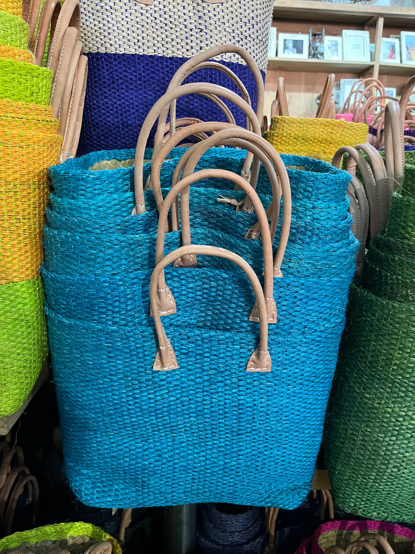 Sisal Hand Bag with Leather Straps