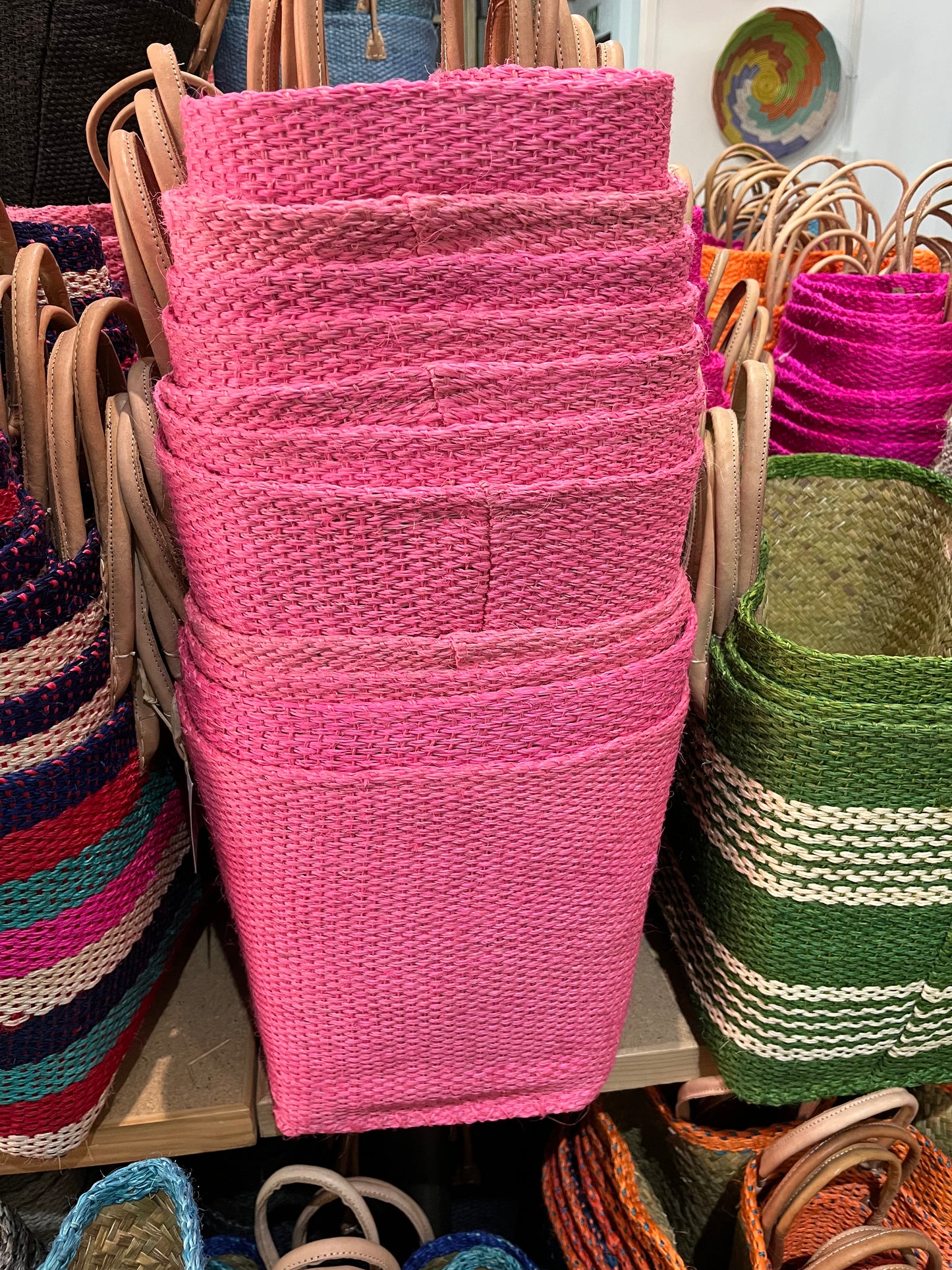 Sisal Hand Bag with Leather Straps