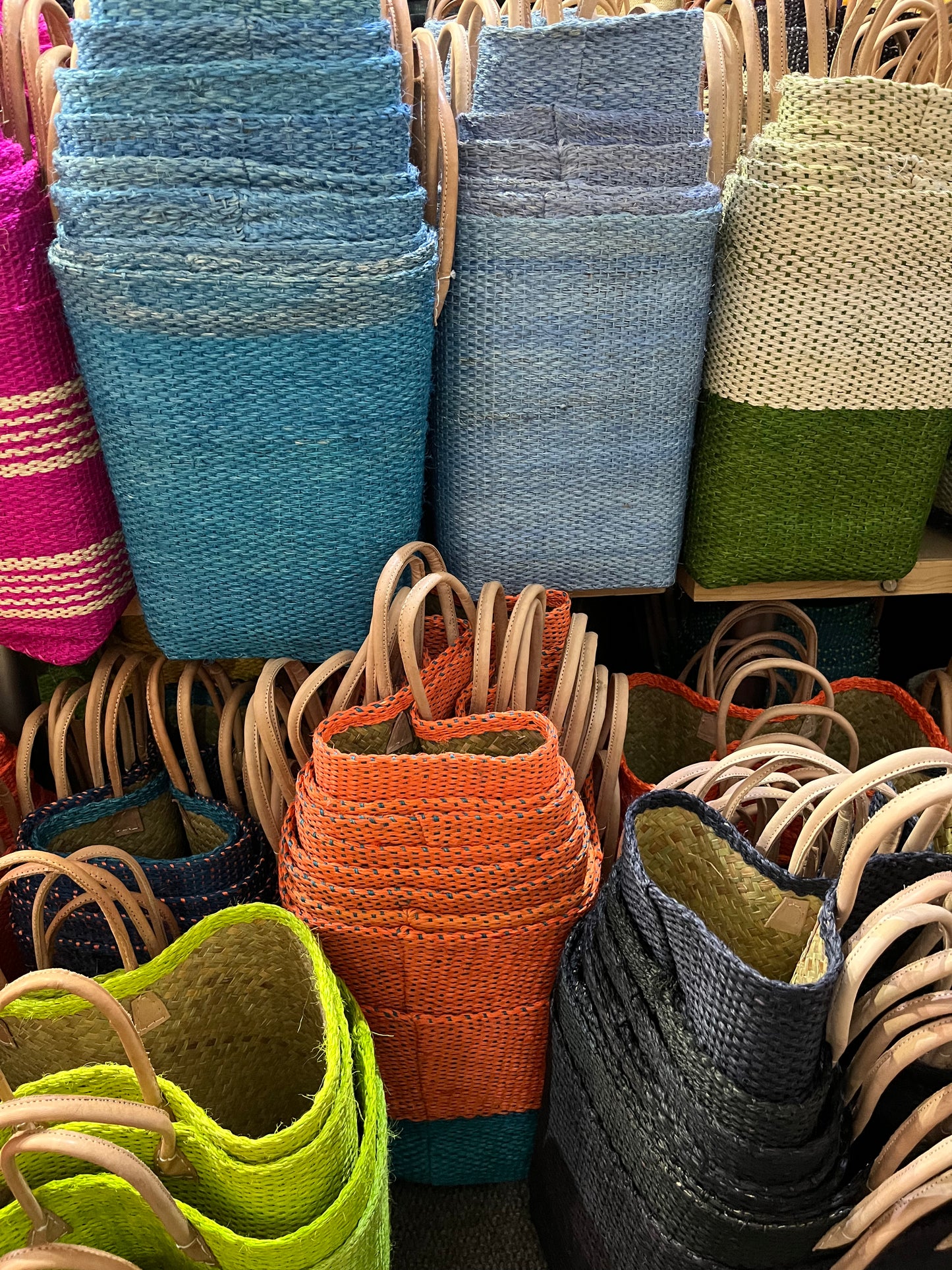 Sisal Hand Bag with Leather Straps