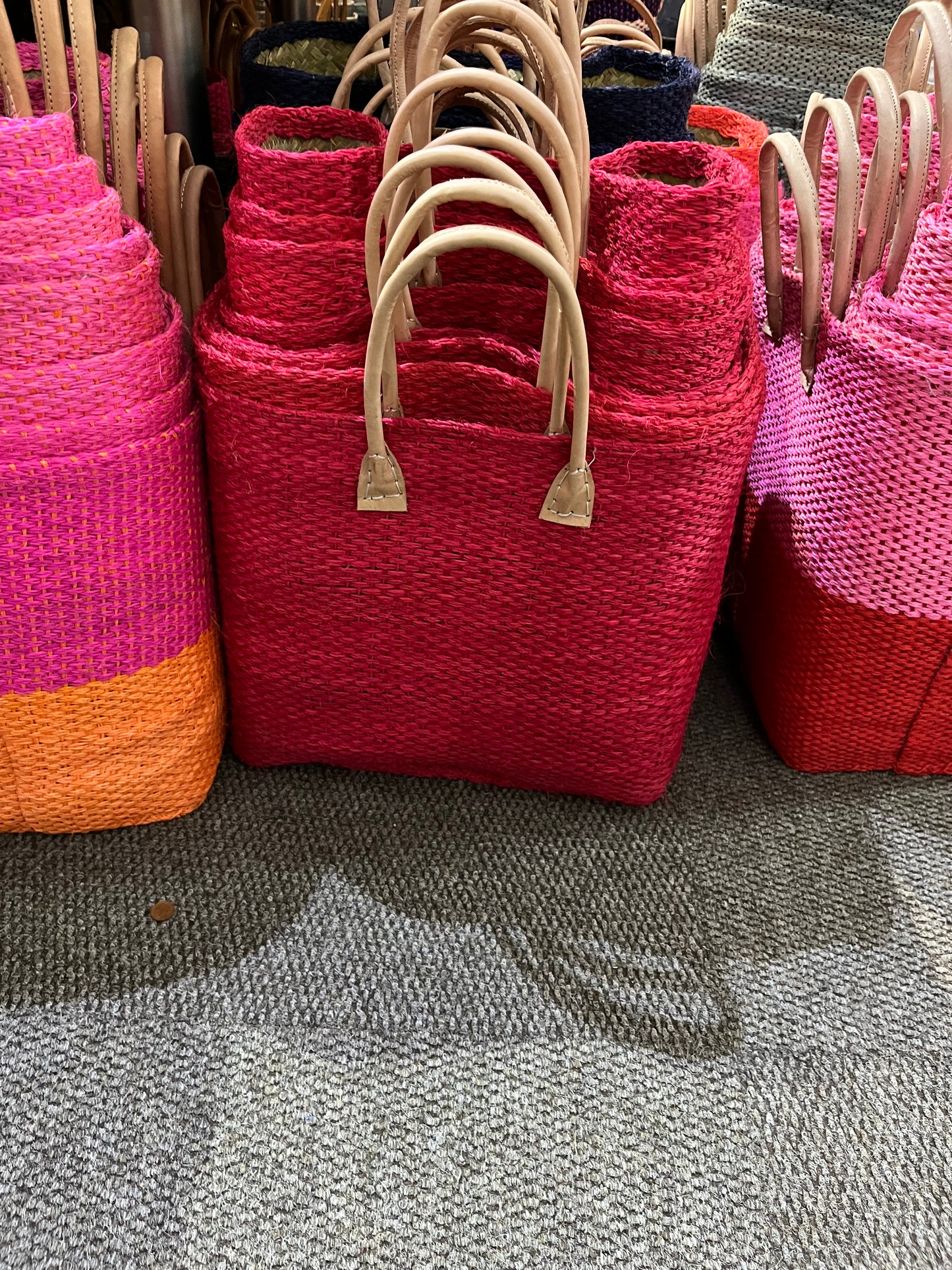 Sisal Hand Bag with Leather Straps