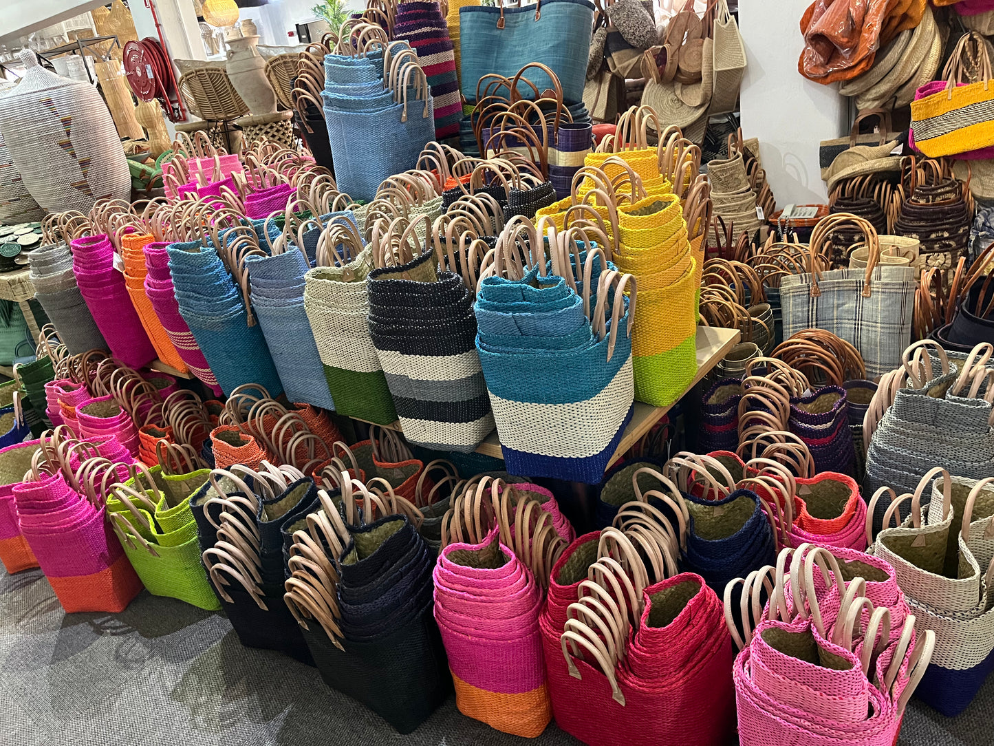 Sisal Hand Bag with Leather Straps