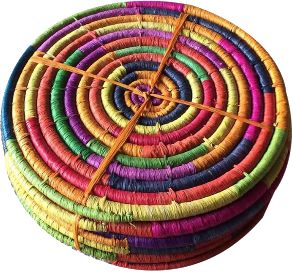 Woven Raffia Placemats Round Multicolour