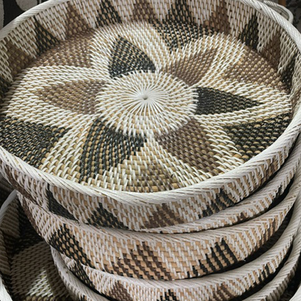 Bamboo & Rattan African Serving Trays