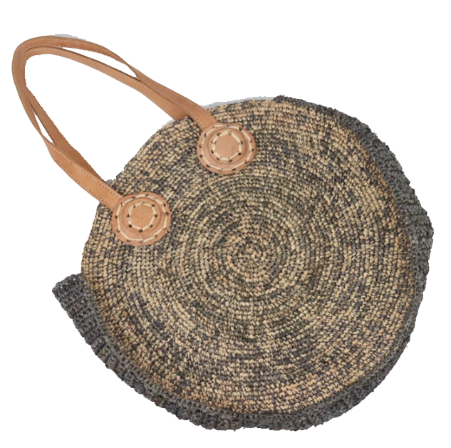 Circle Raffia Bag Grey