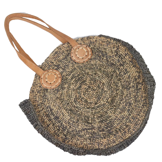 Circle Raffia Bag Grey