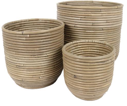 Napkin Basket Rattan Thick Core Planters Set of 3, Indlu Afrika