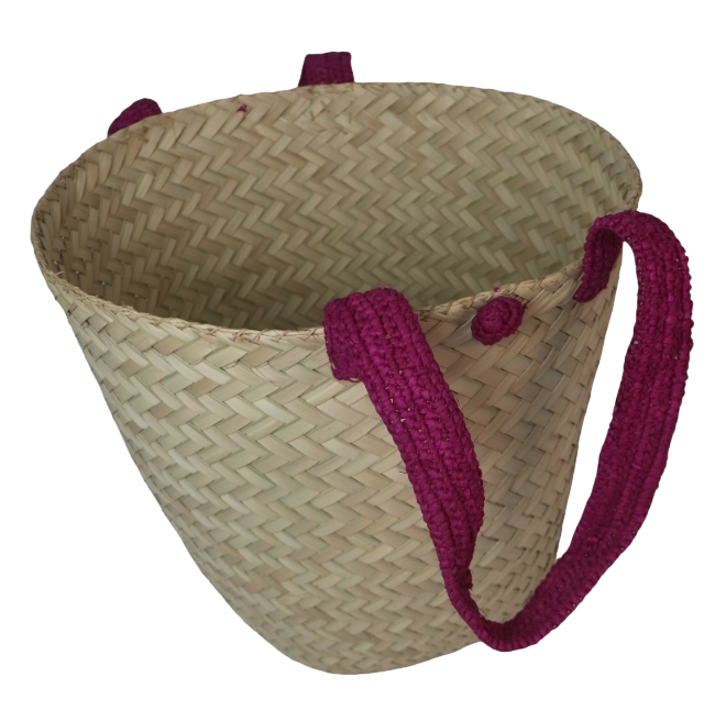 Bag Satrana with Raffia Handles for Stylish Accessory  - Pink