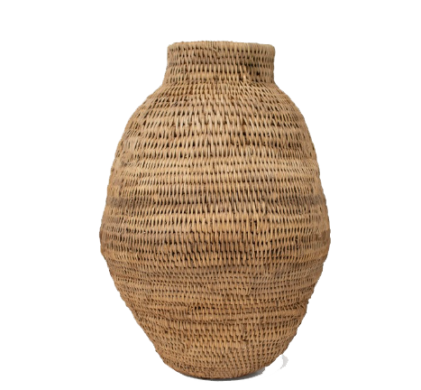 Buhera Basket Natural handcrafted from Ilala palm leaves, traditional African design, 30-100 cm size, made in Zimbabwe.