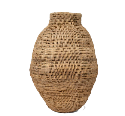 Buhera Basket Natural handcrafted from Ilala palm leaves, traditional African design, 30-100 cm size, made in Zimbabwe.