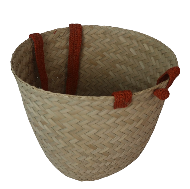 Bag Satrana with Raffia Handles for Stylish Accessory - Orange