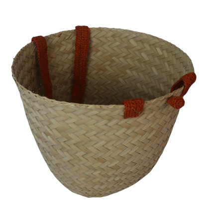 Bag Satrana with Raffia Handles for Stylish Accessory - Orange