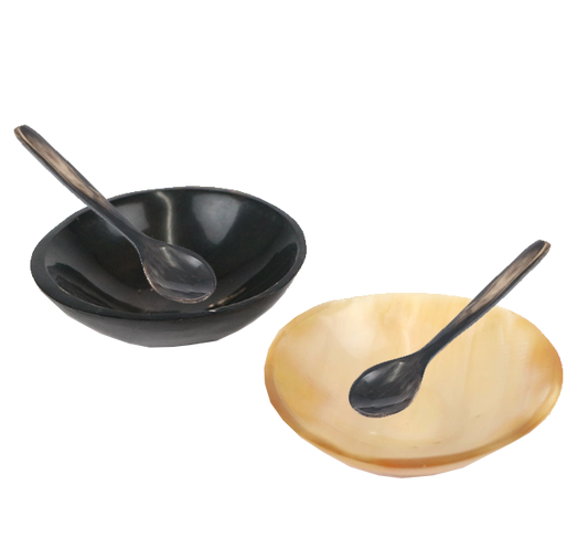 Condiment Horn Bowl Set with Spoons