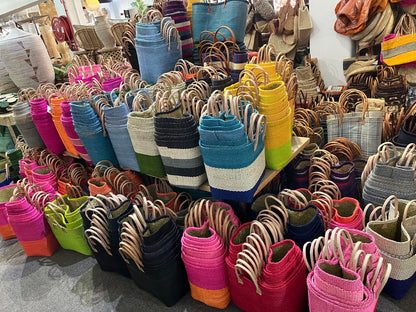 Sisal Hand Bag with Leather Straps