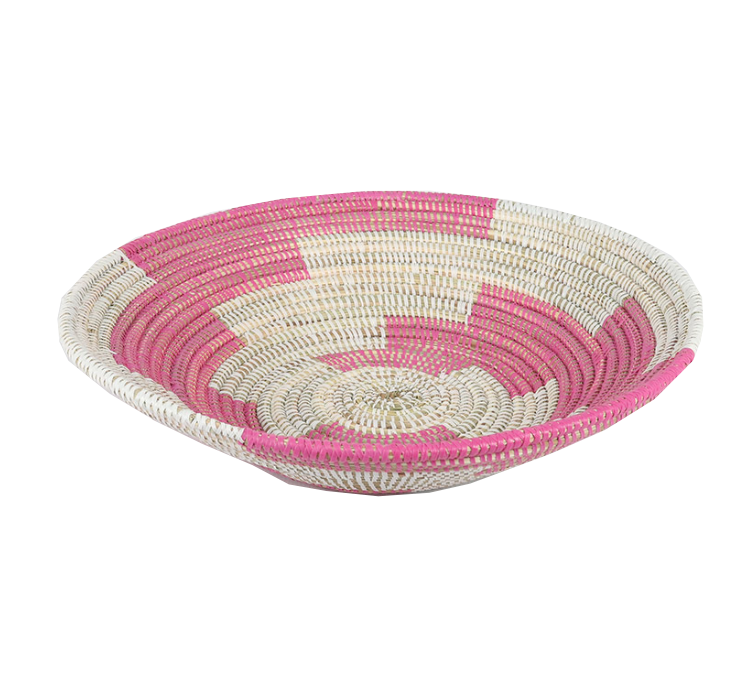 Large Senegal Baskets - Add Elegance to Your Wall Decor - Pink & White - Indlu Afrika