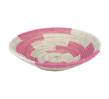 Large Senegal Baskets - Add Elegance to Your Wall Decor - Pink & White - Indlu Afrika