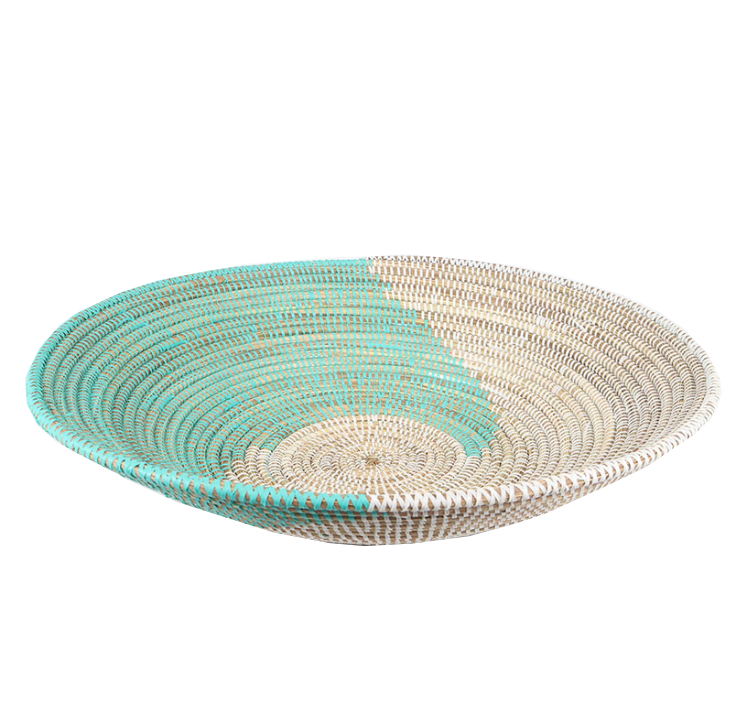 Large Senegal Baskets - Add Elegance to Your Wall DecorTurquoise & White - Indlu Afrika