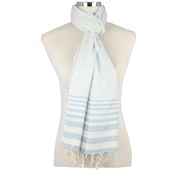 Linen Scarf Blue Stripped