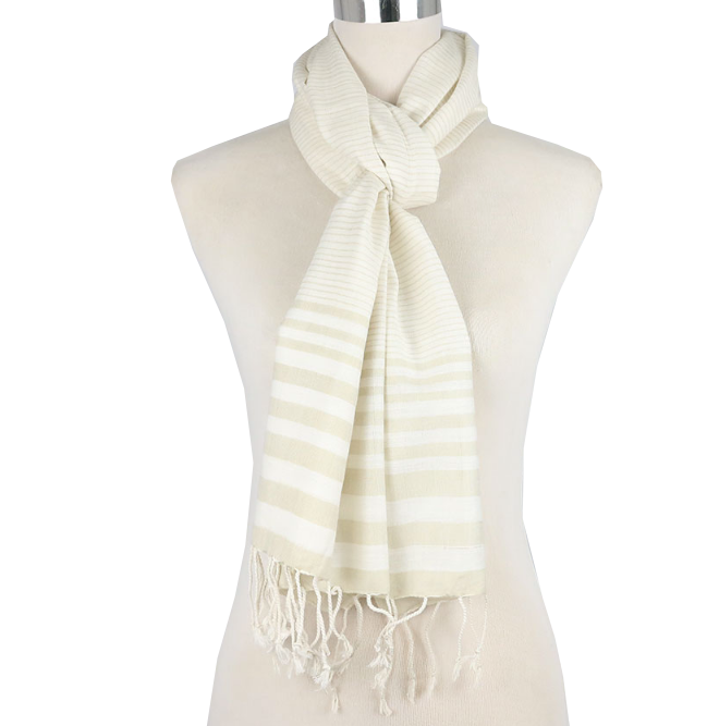 Linen Scarf Cream Stripped