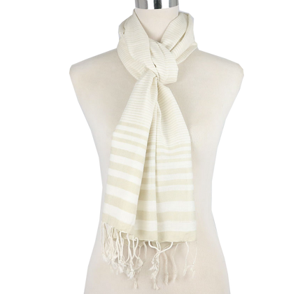 Linen Scarf Cream Stripped