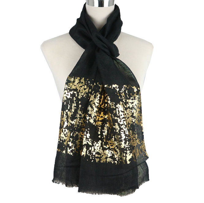 Linen Scarf with Gold Foil