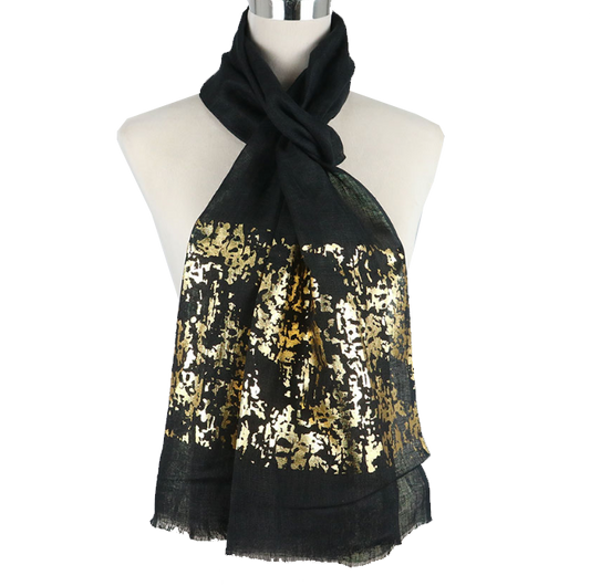 Linen Scarf with Gold Foil