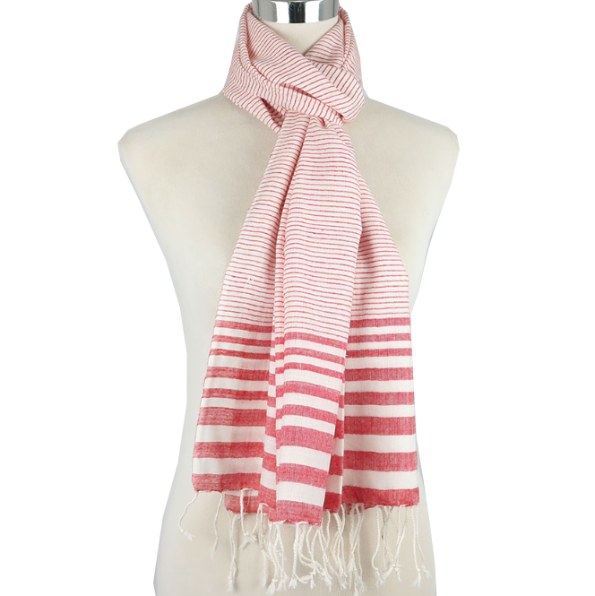 Linen Scarf - Red Stripped