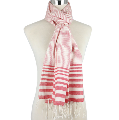 Linen Scarf - Red Stripped