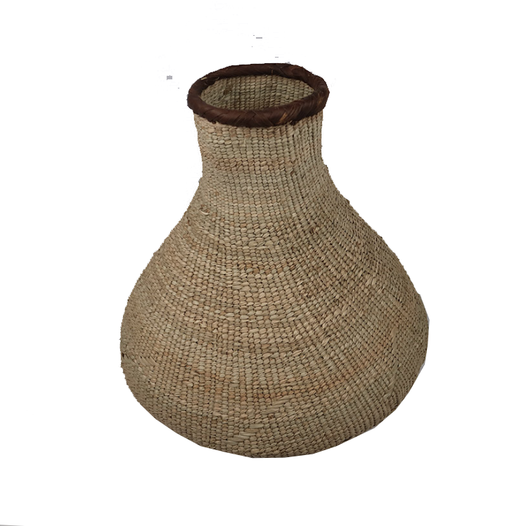 Mbinga Gourd Pot, natural woven design, small size with 10cm height, 30cm diameter.