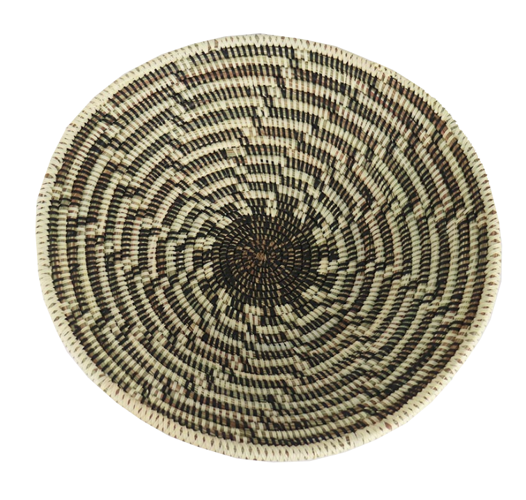 African Wall Decor Basket Cream & Black - Medium