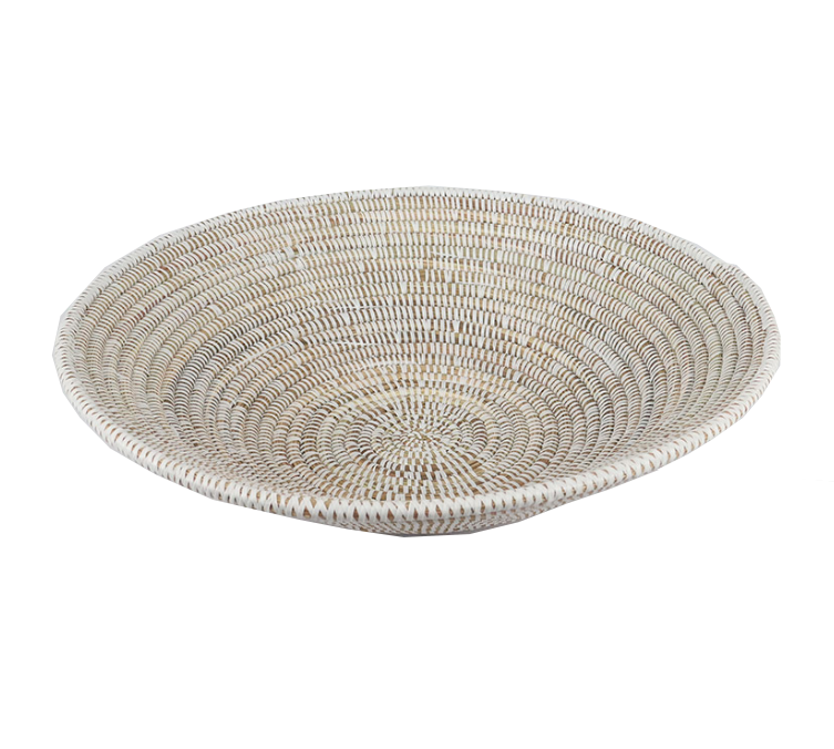 African decor basket made of natural fibers with intricate patterns