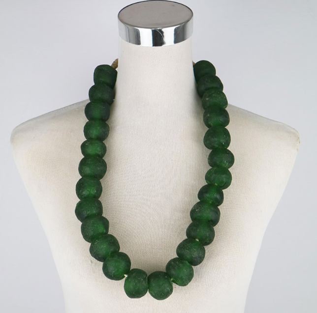 Necklace Glass Ball Chunky Green