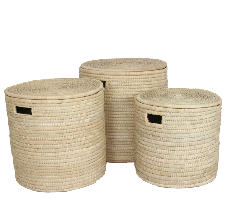 Woven Palm Laundry Basket Set of 3