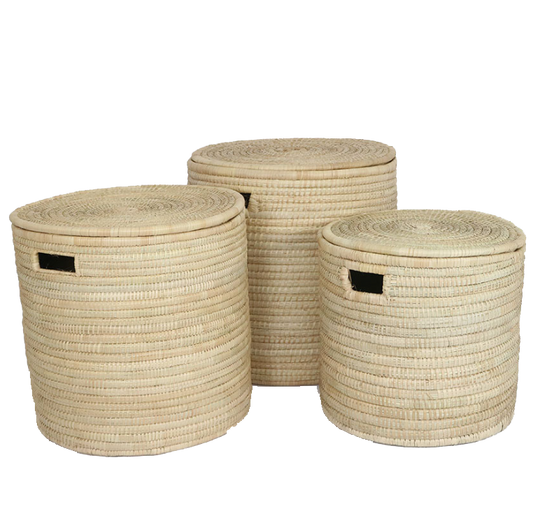 Woven Palm Laundry Basket Set of 3