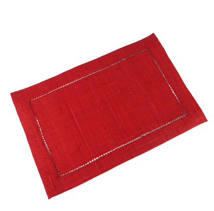 Raffia Rectangular Placemats Red