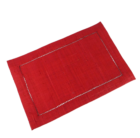 Raffia Rectangular Placemats Red