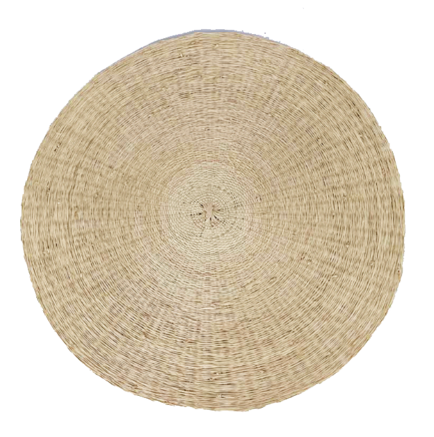 Raffia Placemats Round Fine Weave Natural Set - 6pcs 