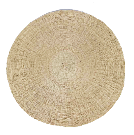 Raffia Placemats Round Fine Weave Natural Set - 6pcs 