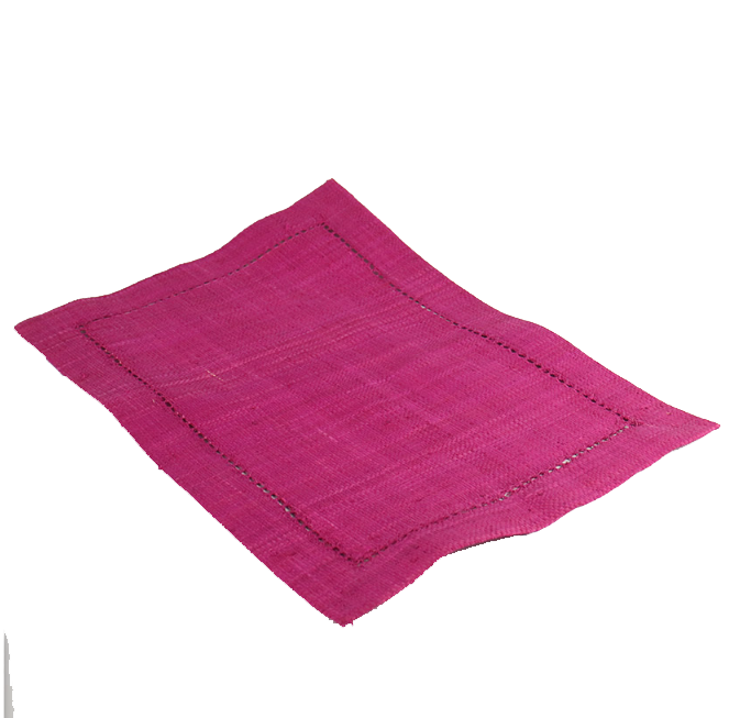 Raffia Rectangular Placemats Bright Pink