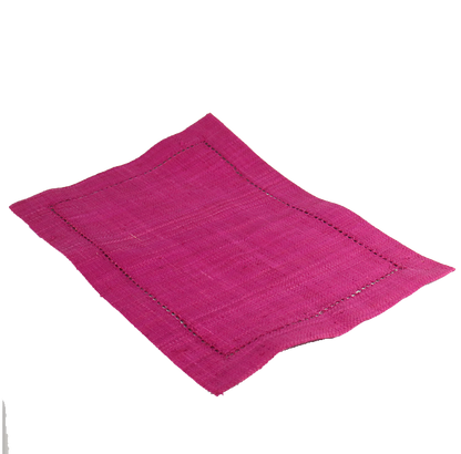 Raffia Rectangular Placemats Bright Pink