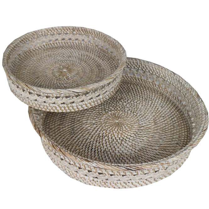 Rattan Round Tray Set of 2