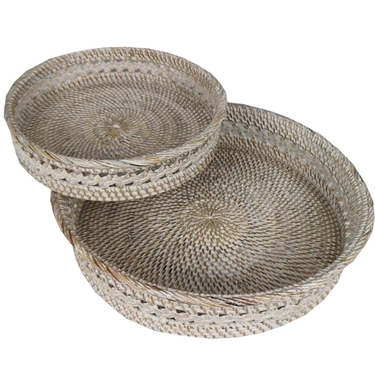 Rattan Round Tray Set of 2