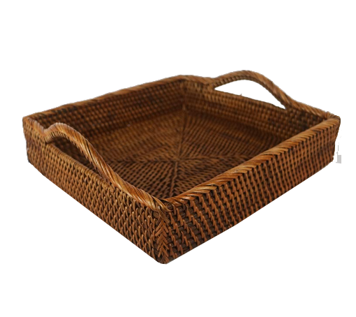 Rattan Napkin Basket Square with Handles