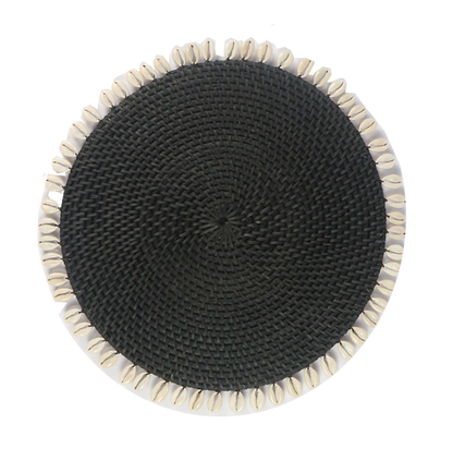 Rattan Round Placemats with Cowrey