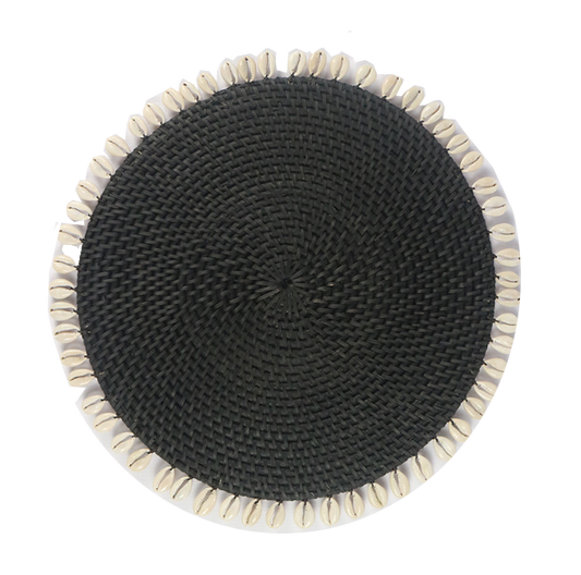 Rattan Round Placemats with Cowrey