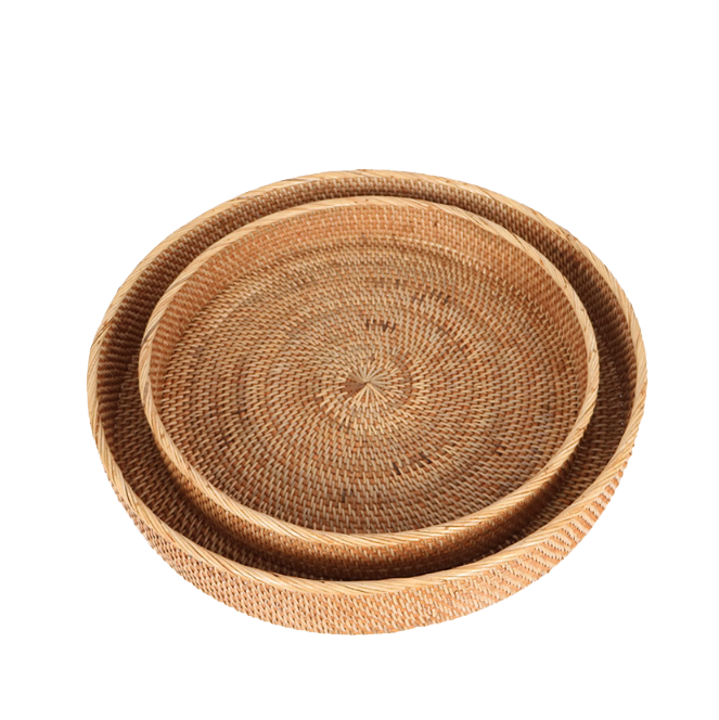 Rattan Round Tray Set of 2