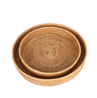 Rattan Round Tray Set of 2