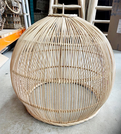 X-Large rattan thick ball lampshade with sturdy natural construction.