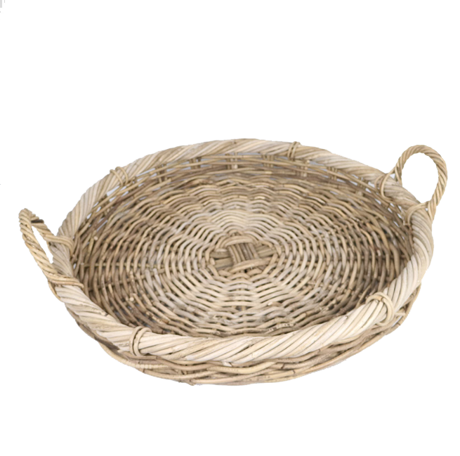 Rattan Thick Round Table Tray Set of 2