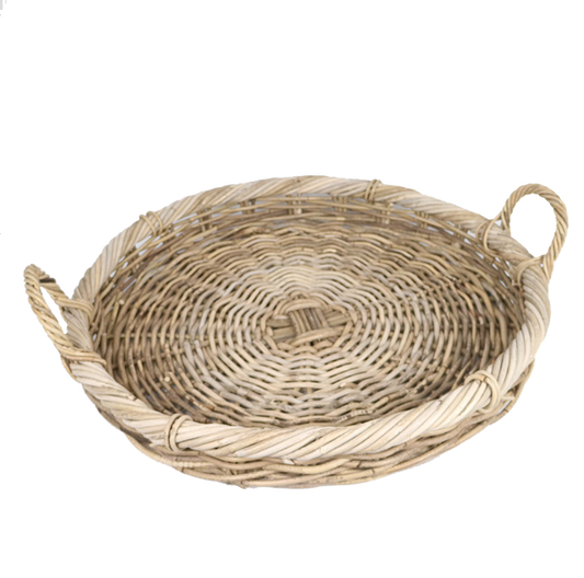 Rattan Thick Round Table Tray Set of 2