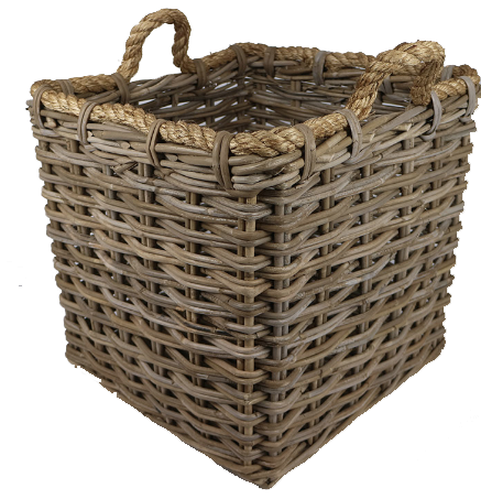 Rattan Thick Storage Square Basket with Rope